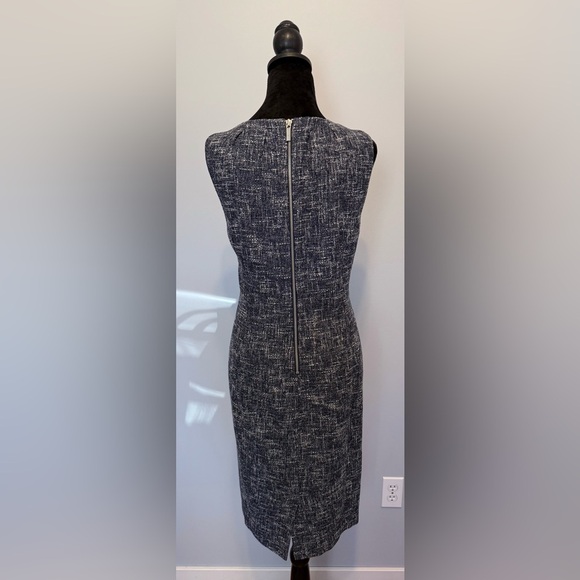 Michael Kors Blue & White Tweed Midi Dress Size 12 - Picture 2 of 4